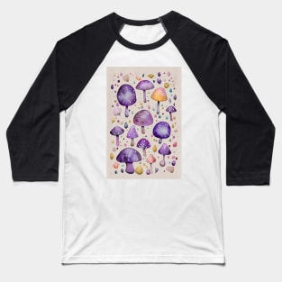 Purple Mushrooms Baseball T-Shirt
